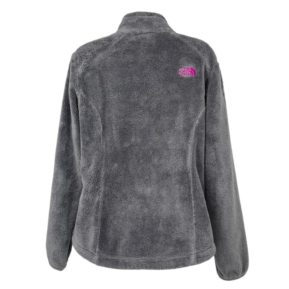 The North Face Osito Gray Fleece Jacket Women’s Medium Full Zip Pink Trim Warm - Picture 5 of 8